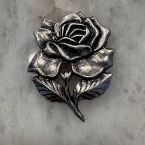 Vintage Silver Rose Brooch